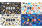 2020 New Year vector background set, a Decorative Illustration by OLLYSWEATSHIRT DSGN INC. (Thumbnail 1 of 5)