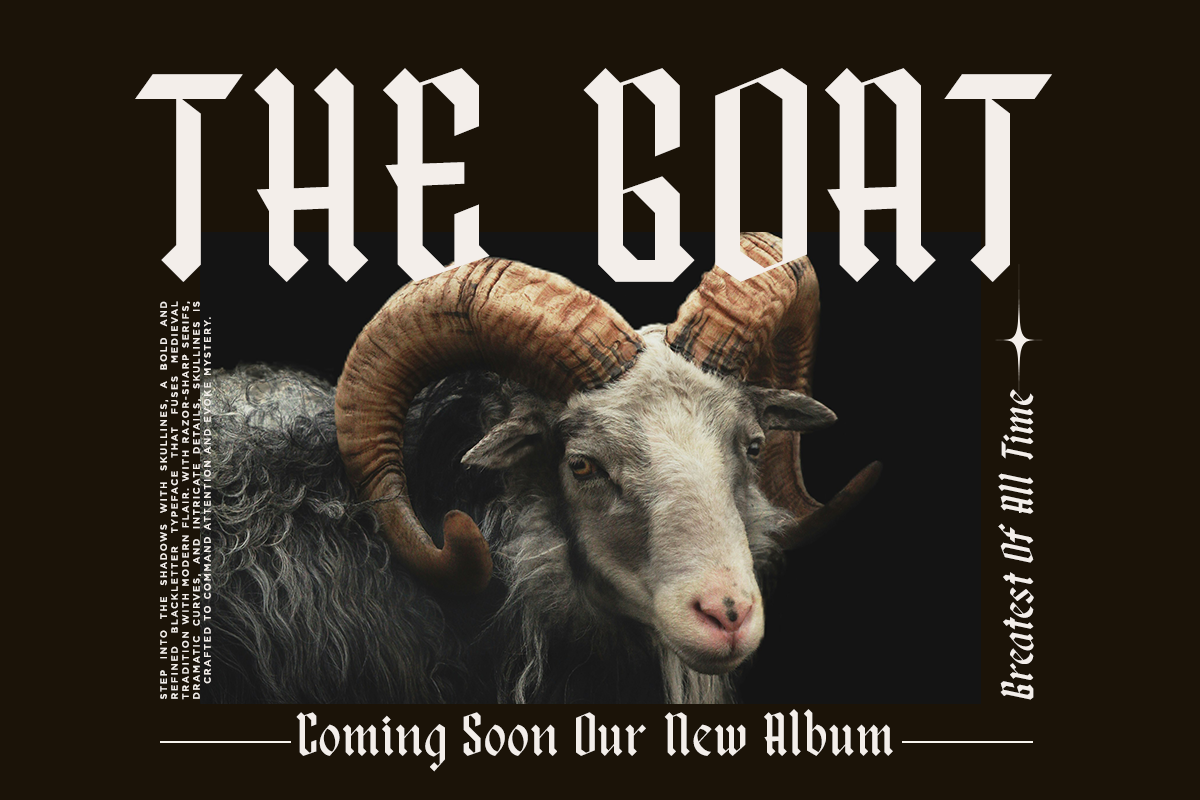 Skullines - Blackletter Display Font, a Blackletter Font by RagamKata (Photo 5 of 10)