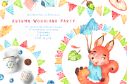 Autumn Woodland Party watercolor set, an Animal Illustration by Tatiana Troian (Thumbnail 1 of 9)