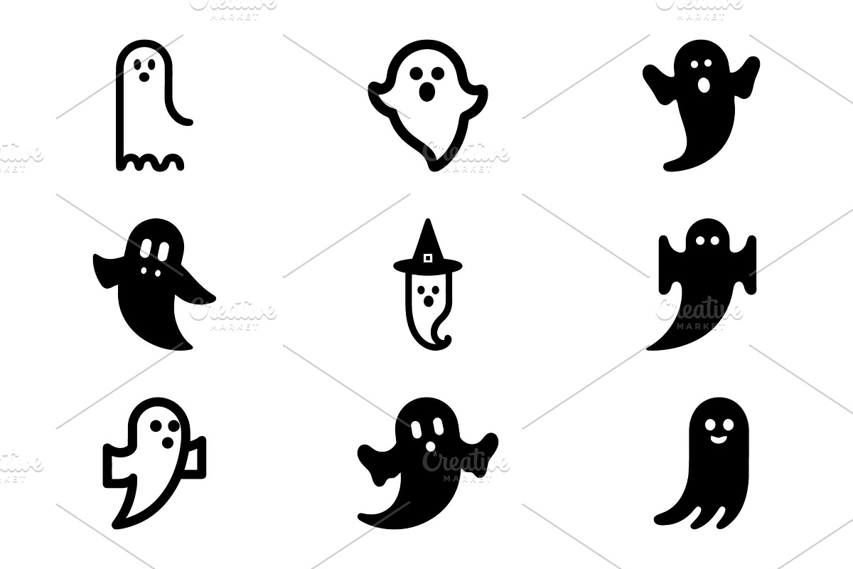 Spooky Ghost Silhouette Set, an Icon by Vectorium Studio