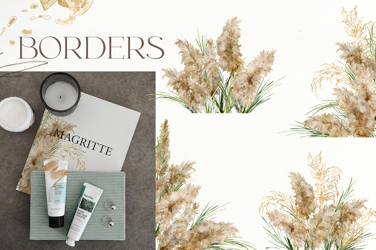 Pampas grass watercolor flowers boho, a Decorative Illustration by Yuliya Derbisheva (Photo 6 of 12)