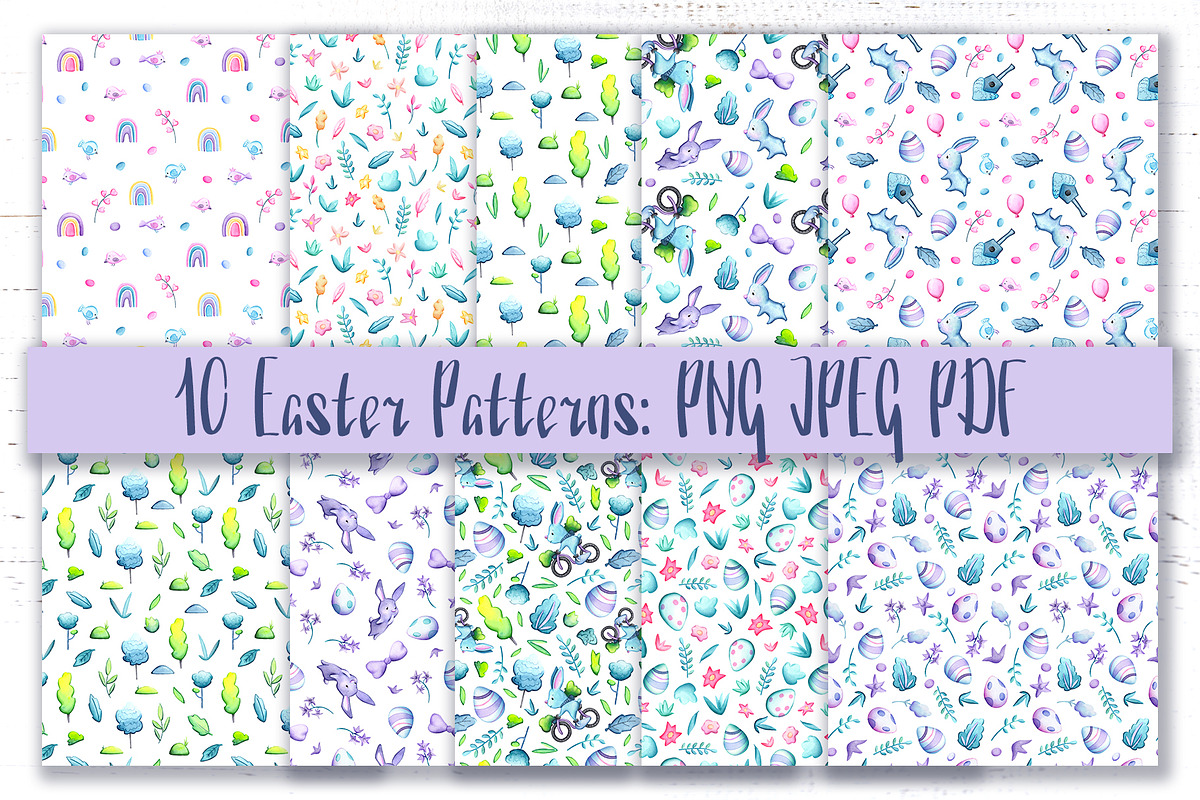 Watercolor Easter Seamless Patterns, a Pattern Graphic by RabbitAndPencil (Photo 2 of 6)