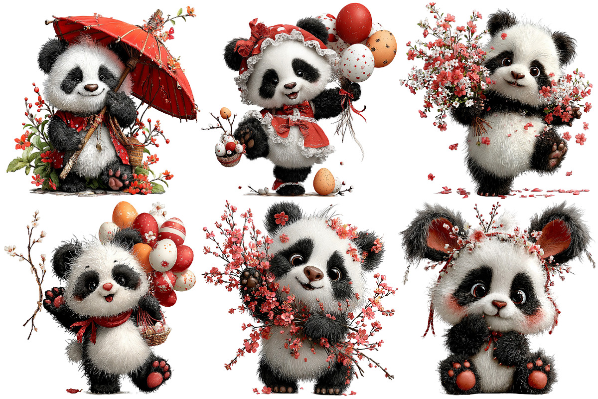 Whimsical Easter Panda Clipart, an Illustration by Pixels.Craft (Photo 4 of 5)