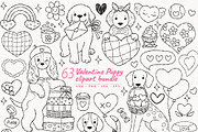 Valentine Puppy Outline Clipart, an Animal Illustration by TitaLivingArt (Thumbnail 1 of 9)