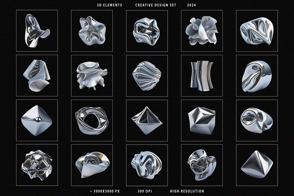 CHROME Design Set 131 Objects, an Object Graphic by Kaleriia (Photo 5 of 12)