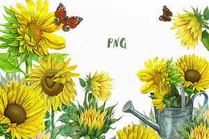 Sunflowers Clipart, Yellow Flowers