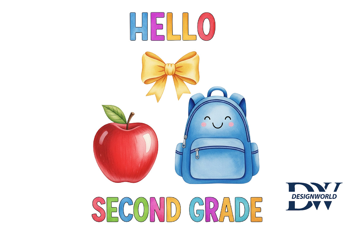 Back to School Hello Second Grade, an Illustration by Designworld (Photo 1 of 3)