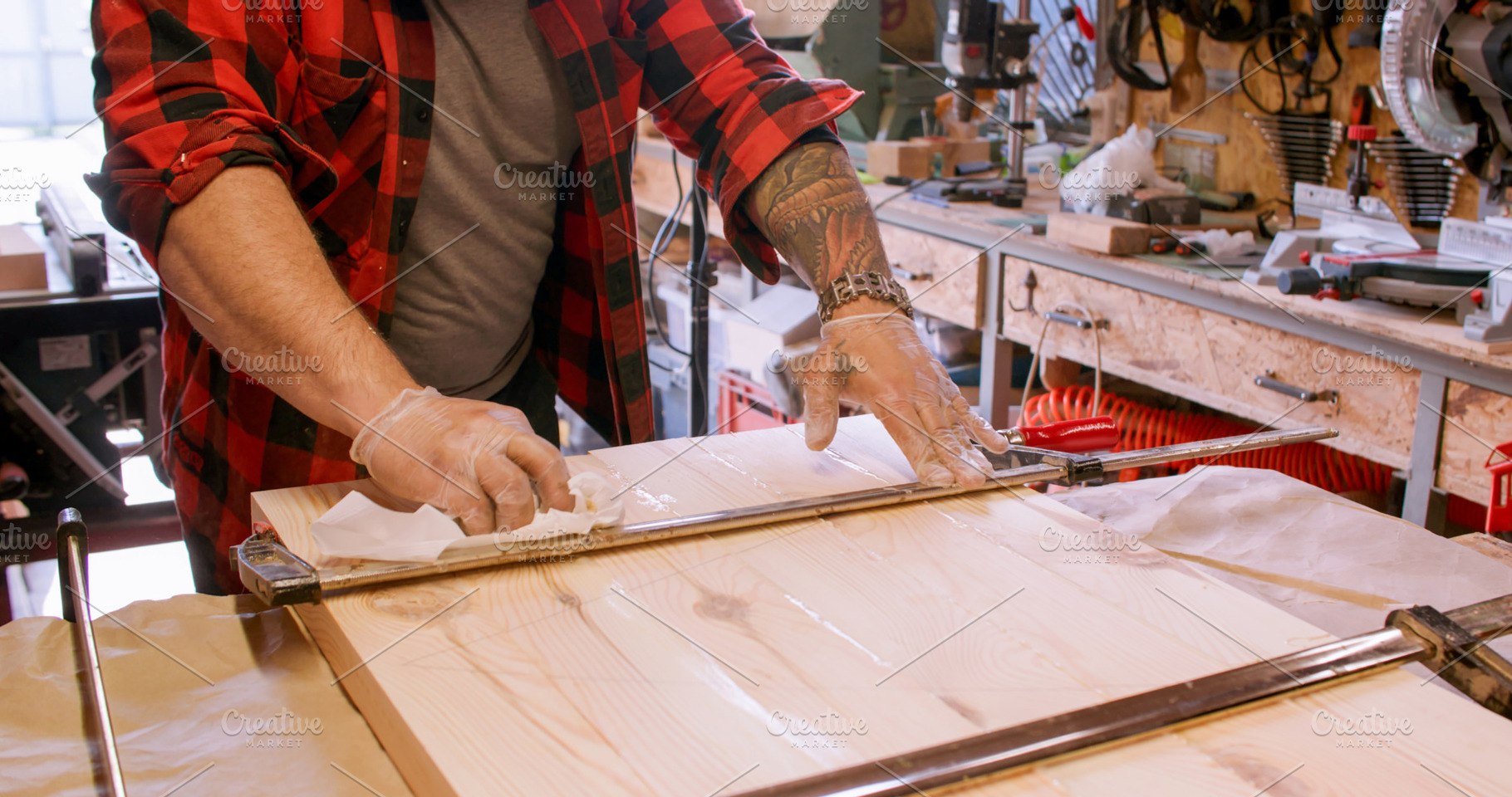 Carpentry workshop furniture assembly joiner glue, a Person Photo by Photo Drive Studio