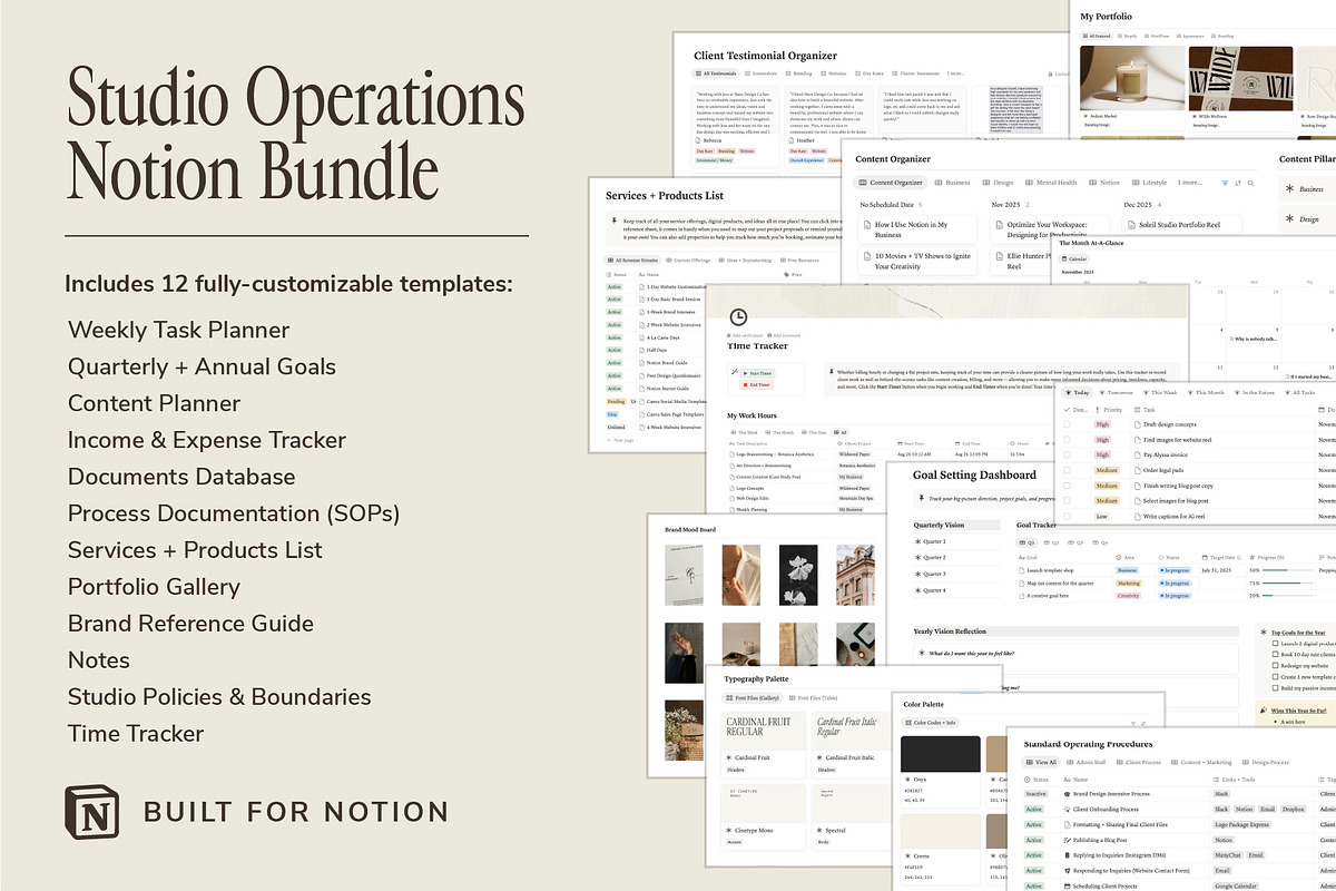 Studio Operations - Notion Bundle, a Marketing Template by MARA Design Co. (Photo 1 of 8)