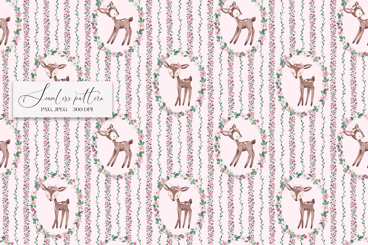 Cute Deers Card and Pattern, a Pattern Graphic by SirenaArt (Photo 4 of 13)