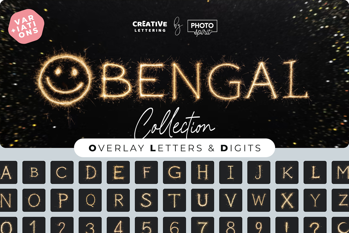 Bengal Sparkling Letters Overlays, a Symbol Font by PhotoSpirit (Photo 1 of 8)