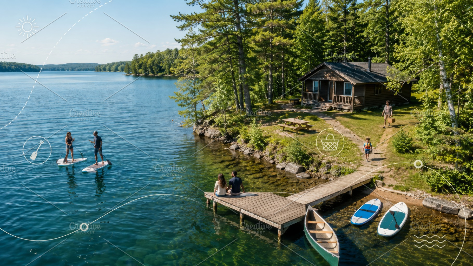 Lakehouse aesthetic with serene view, a Photo by Dvoevnore photos