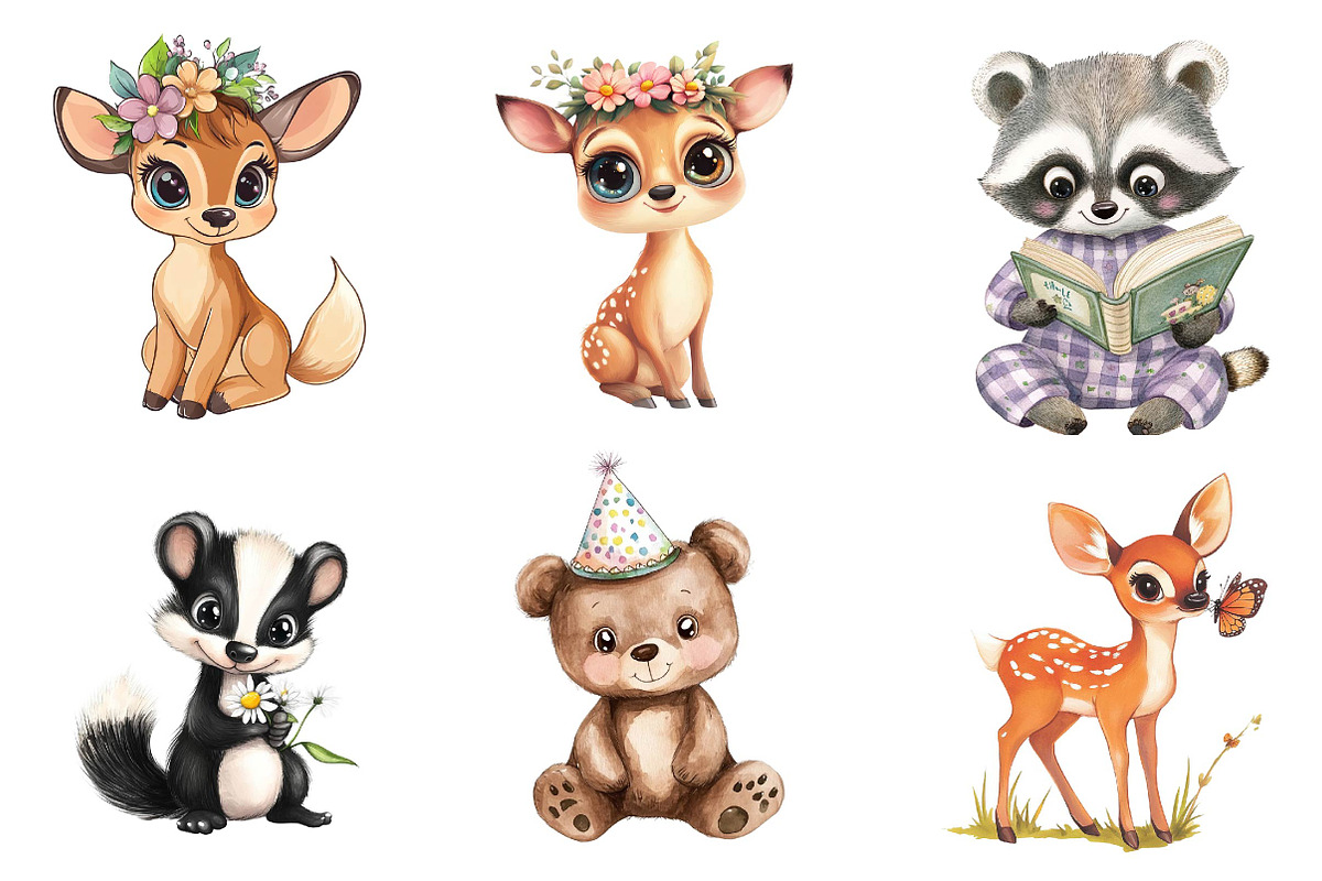 Woodland Animals Png, Cute Baby, an Illustration by CreationArt (Photo 5 of 5)
