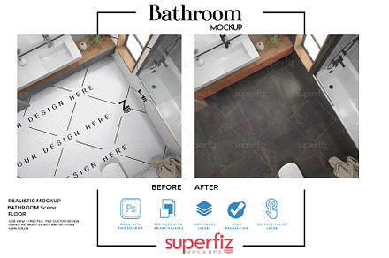 Blank Floor Bathroom Mockup SM204
