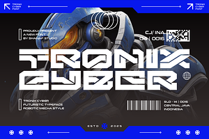 Tronix Futuristic Cyberpunk Mecha, a Font by PutraCetol Studio