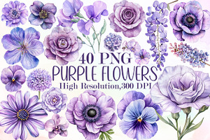 Purple Flowers Png - Light Purple Fl, an Illustration by Sublimation Artist