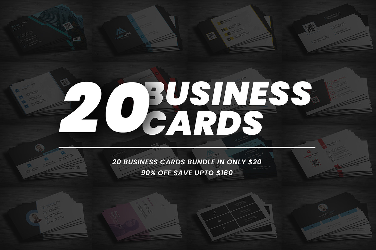 20 Business Cards Bundle, a Business Card Template by Saman Osama (Photo 1 of 5)