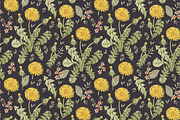 4 Seamless Flowers Dandelion Vintage, a Pattern Graphic by Vintage (Thumbnail 3 of 11)
