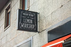 Square Black Wall Sign Mockup