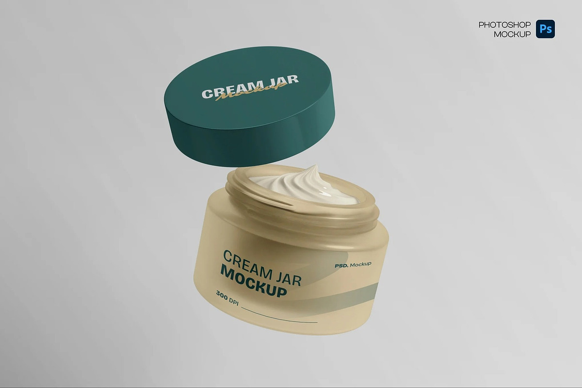 Cream Jar Mockup, a Packaging Mockup by Hubzway (Photo 1 of 3)