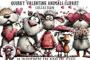 Quirky Valentine Animals Clipart, an Illustration by OK Design (Thumbnail 1 of 6)