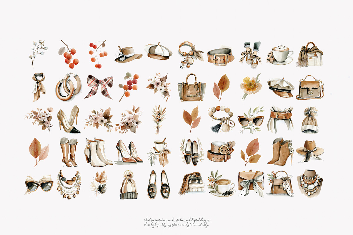 Autumn watercolor clipart set, a Decorative Illustration by Patishop Art (Photo 9 of 9)