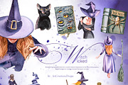 Hand-Painted Wicked Witch Clipart, a Seasonal Illustration by ArtCreationsDesign (Thumbnail 3 of 13)