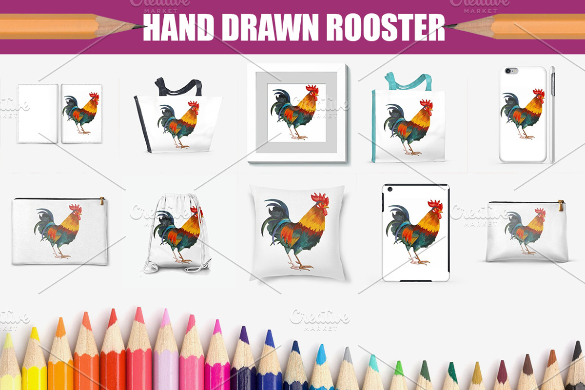 Rooster, acrylic painting, an Animal Illustration by Allween (Photo 2 of 3)