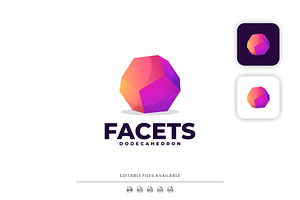 Facets Dodecahedron Gradient Logo