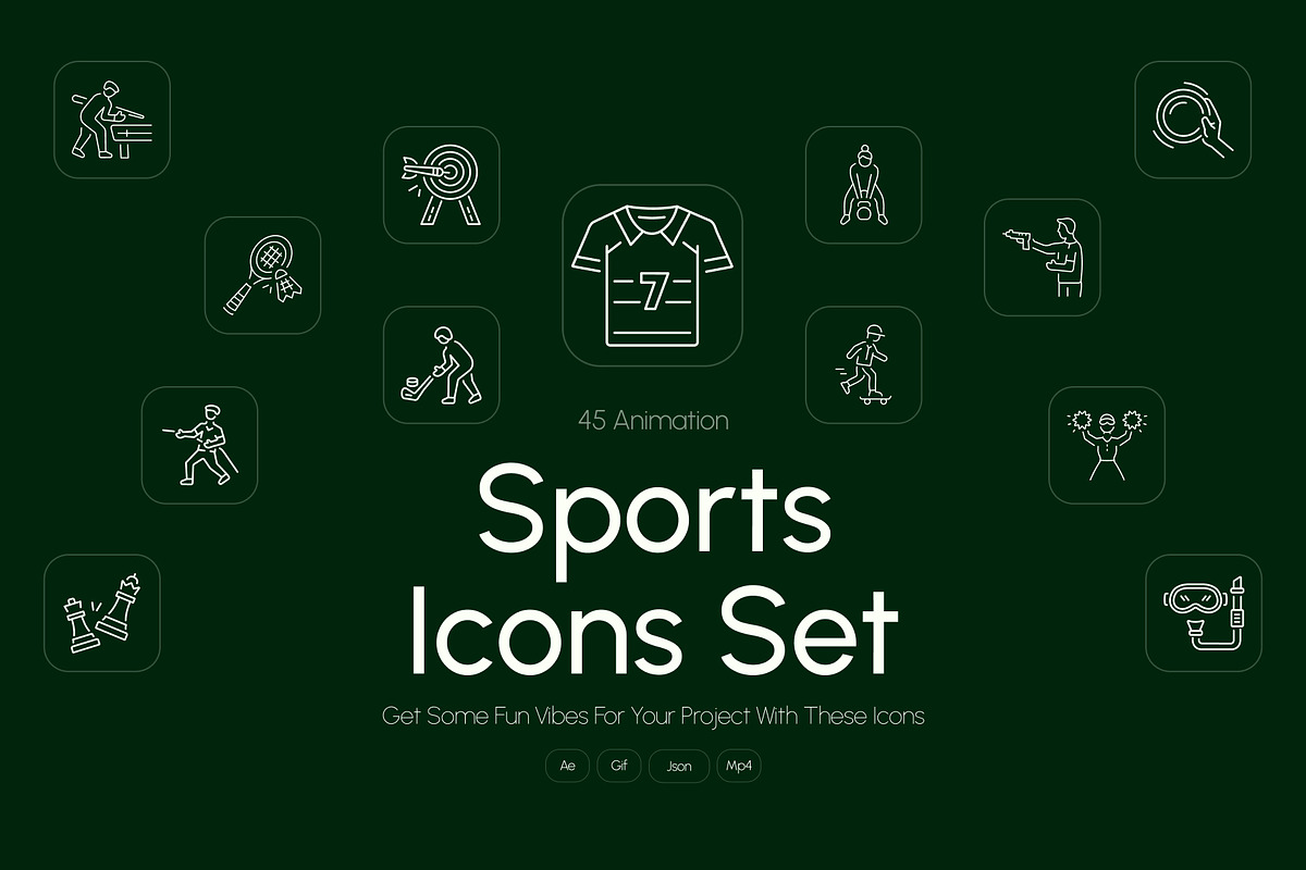 Animated Sports Icon Art Set, an Outline Icon by Prosymbols (Photo 1 of 4)