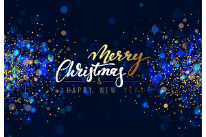 Christmas background with blue lights bokeh. Xmas greeting card., a Texture Graphic by Modern vector