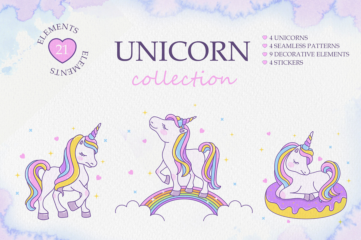 Cute unicorn collection, an Object Graphic by Holovei (Photo 1 of 5)