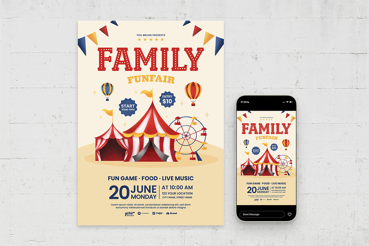 Funfair Flyer Template, a Flyer Template by BrandPacks