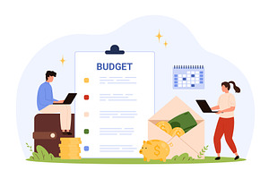People planning personal budget with, a Finance Illustration by Flashvector