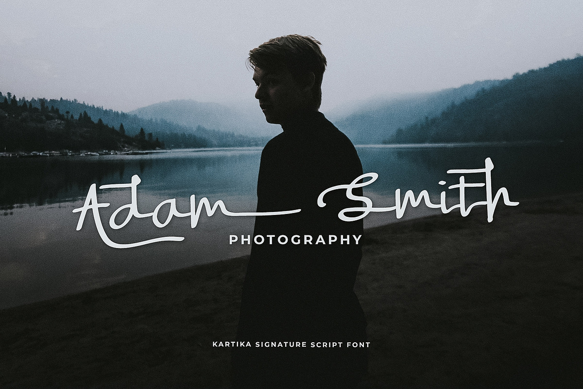Kartika a Signature Script Font, a Script Font by Dawnside Graphic (Photo 7 of 16)