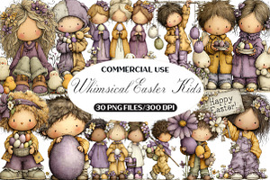 Whimsical Easter Kids Clipart, an Illustration by Black Bird Studio