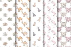 20 Animal Birds Insects Patterns Set