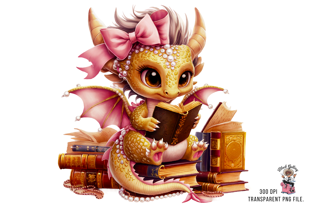 Dragon Reading Book PNG Bundle, a Graphic by Clipart Bloom (Photo 7 of 12)