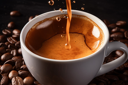 Coffee Cup and Beans on Wooden Table, a Food & Drink Photo by Natalia Klenova's Shop