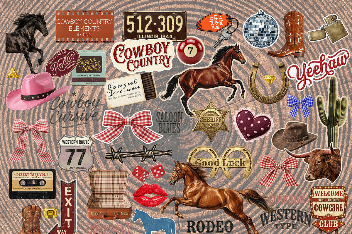 Vintage Western Scrapbook Kit, an Object Graphic by DreamoraArt (Photo 7 of 10)