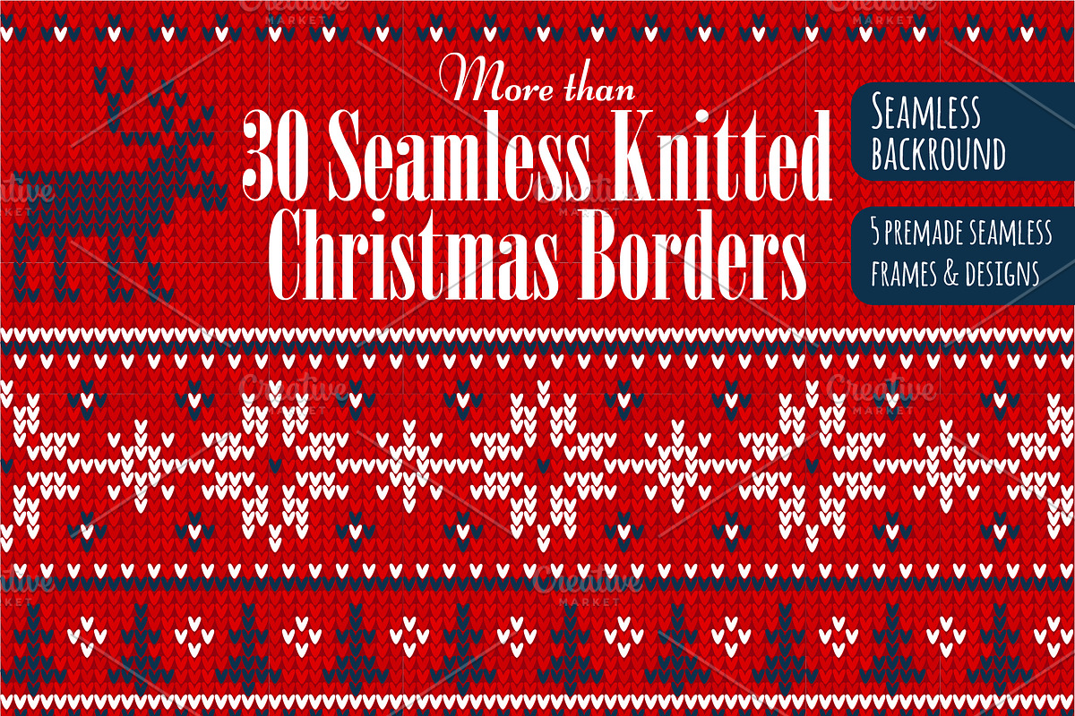 30 Seamless Knitted Borders, a Decorative Illustration by VasilkovS (Photo 1 of 11)