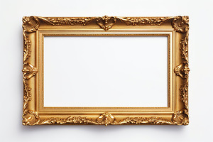 Decorated vintage golden photo frame on white background, a Background Photo by AlyaAnd