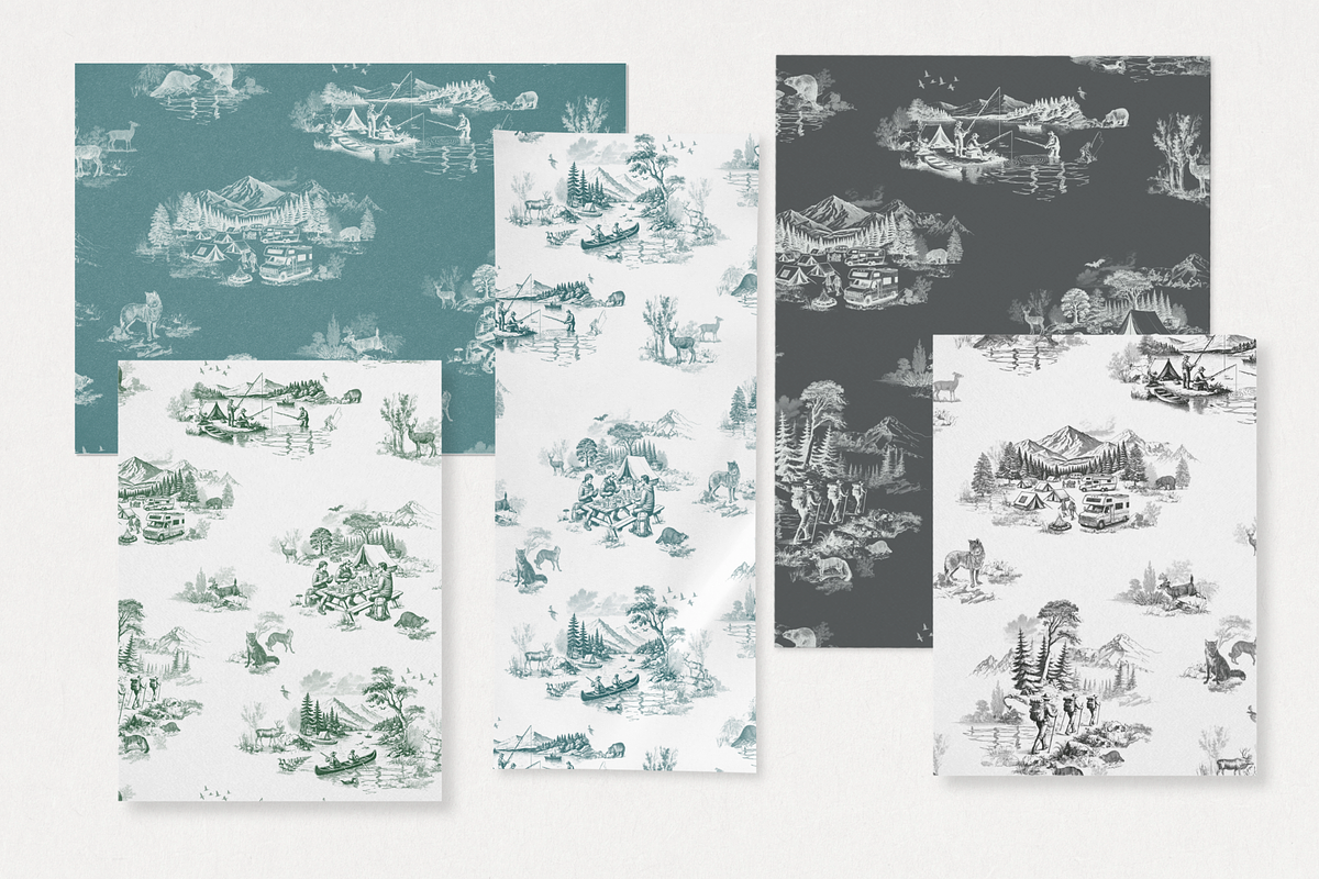 The Camping Toile de Jouy Pattern, a Pattern Graphic by Hughes Studio (Photo 6 of 6)