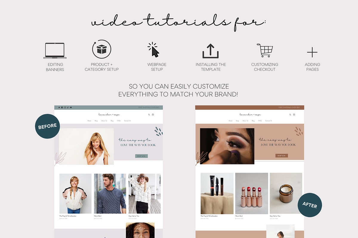 Shopify Theme | Lavender + Sage, a Templates & Theme by Easy Website Themes (Photo 6 of 8)