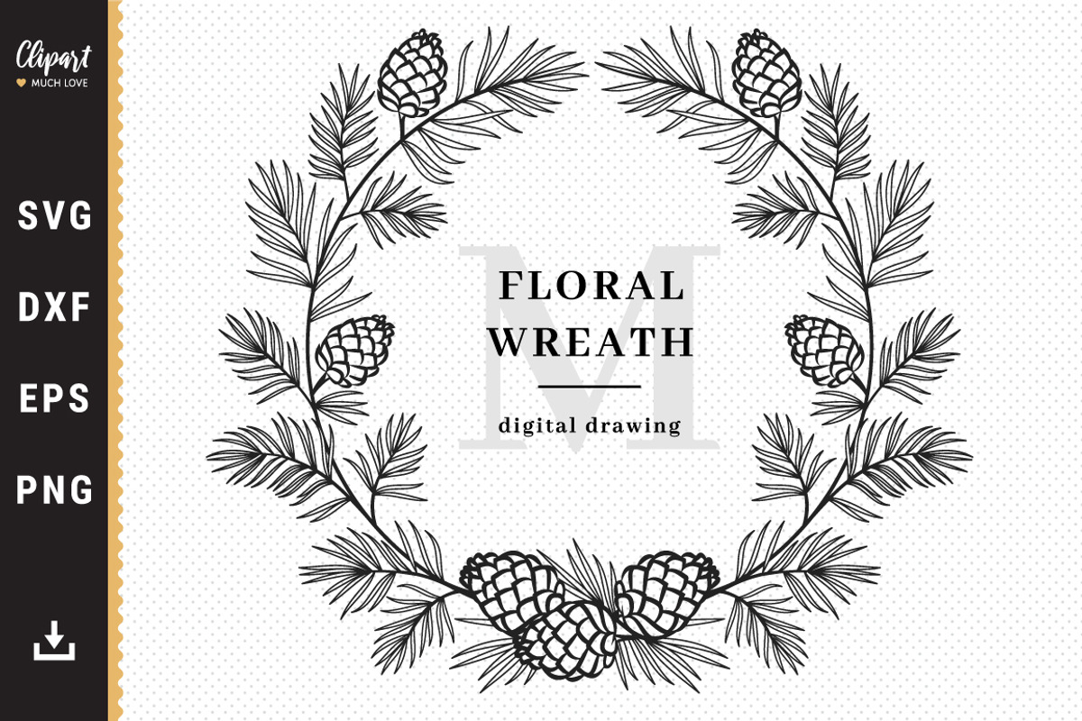 Christmas Wreath, Winter Monogram, an Object Graphic by ClipartMuchLove (Photo 1 of 8)