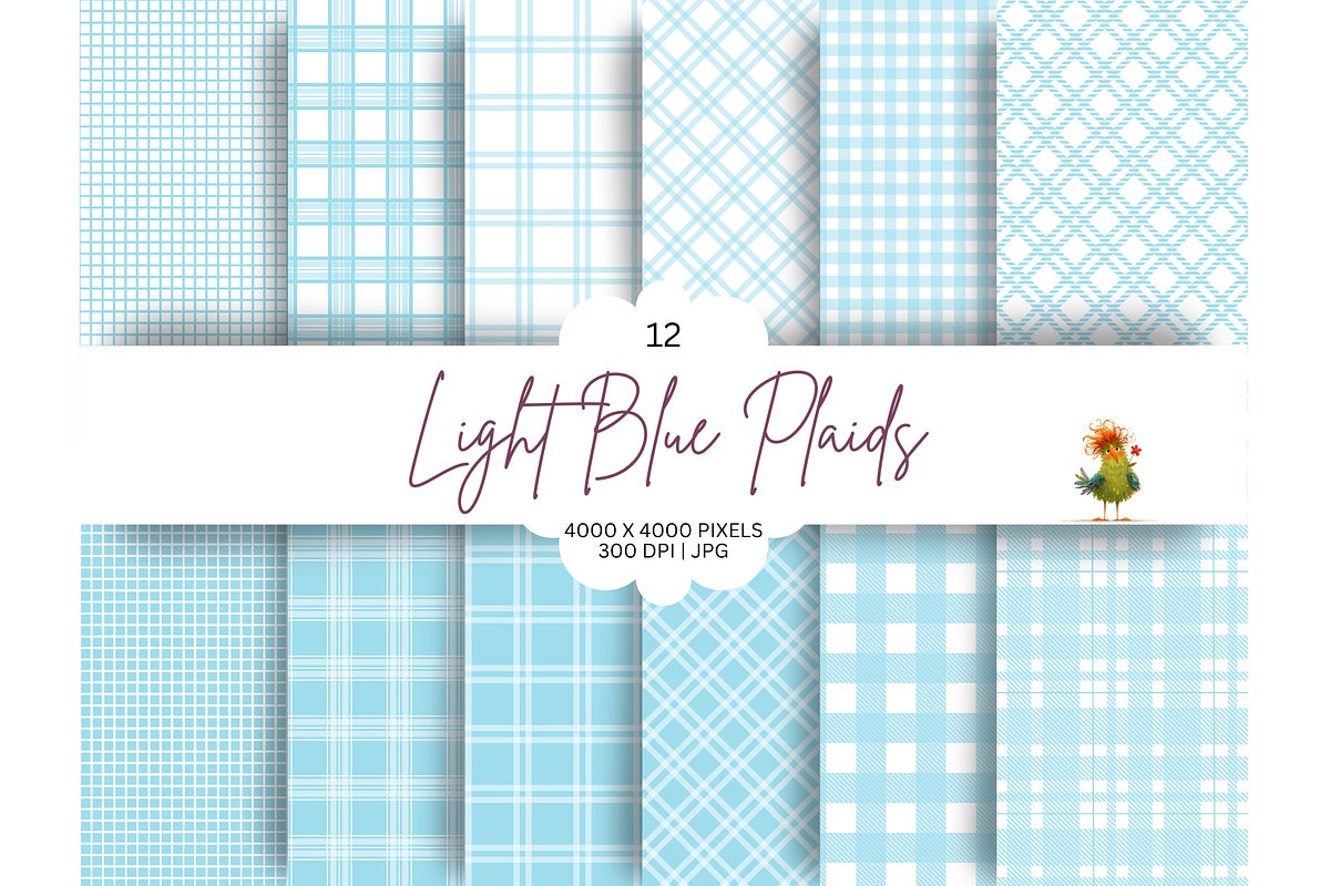 Light Blue Plaid Seamless Designs, a Pattern Graphic by Earley Bird Design Studio (Photo 1 of 8)