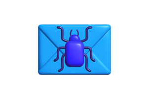 Blue beetle sits on a blue envelope, an Object Illustration by Woters little shop