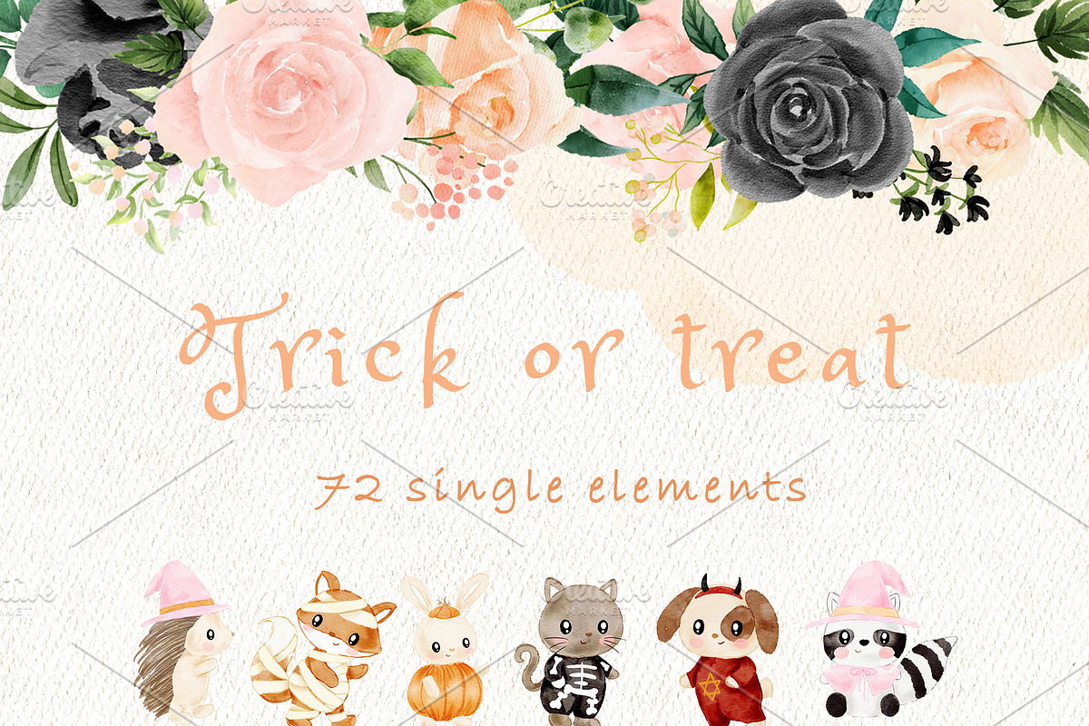 Trick or treat halloween clipart, an Animal Illustration by heyiamalice (Photo 6 of 13)