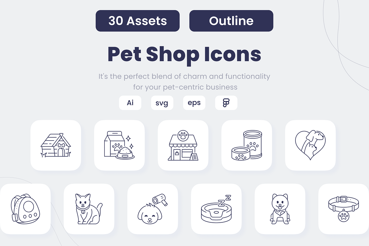 Pet Shop Outline Icons Set, an Outline Icon by graficonstuff (Photo 1 of 5)