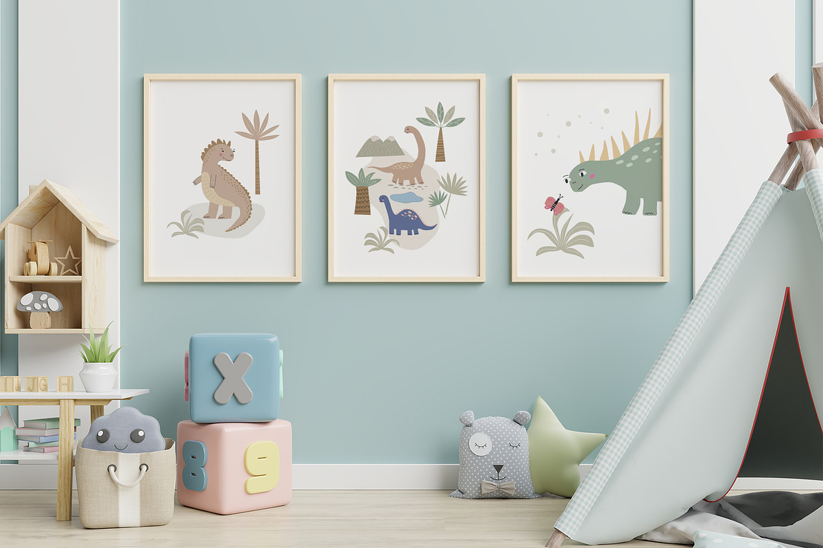 CuteDino clipart, patterns & posters, an Animal Illustration by Nadezhda Mikhailova (Photo 13 of 14)